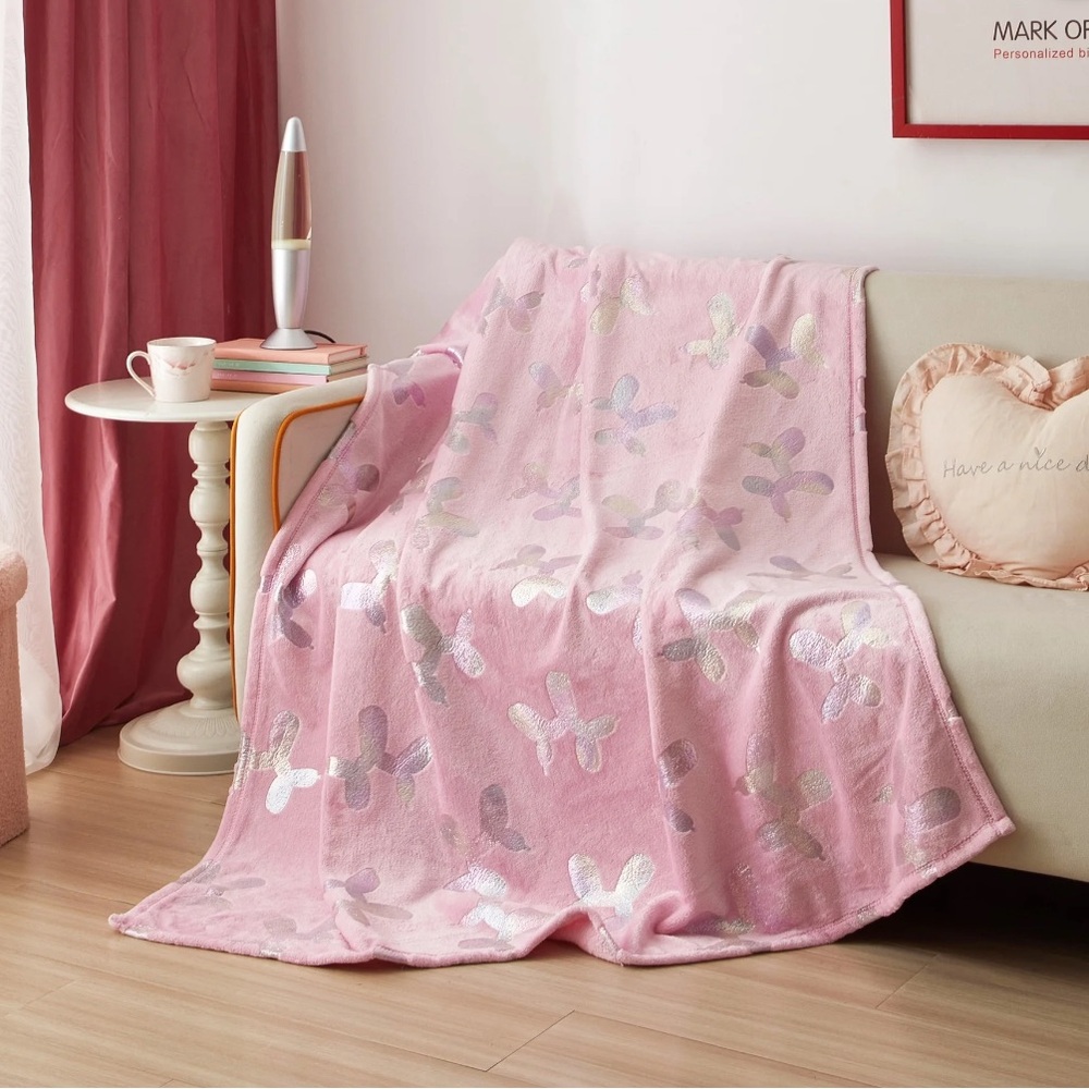 Rare Way To Celebrate Valentine’s Day Ballon Dog Blanket Throw Pink 50in.x60in.